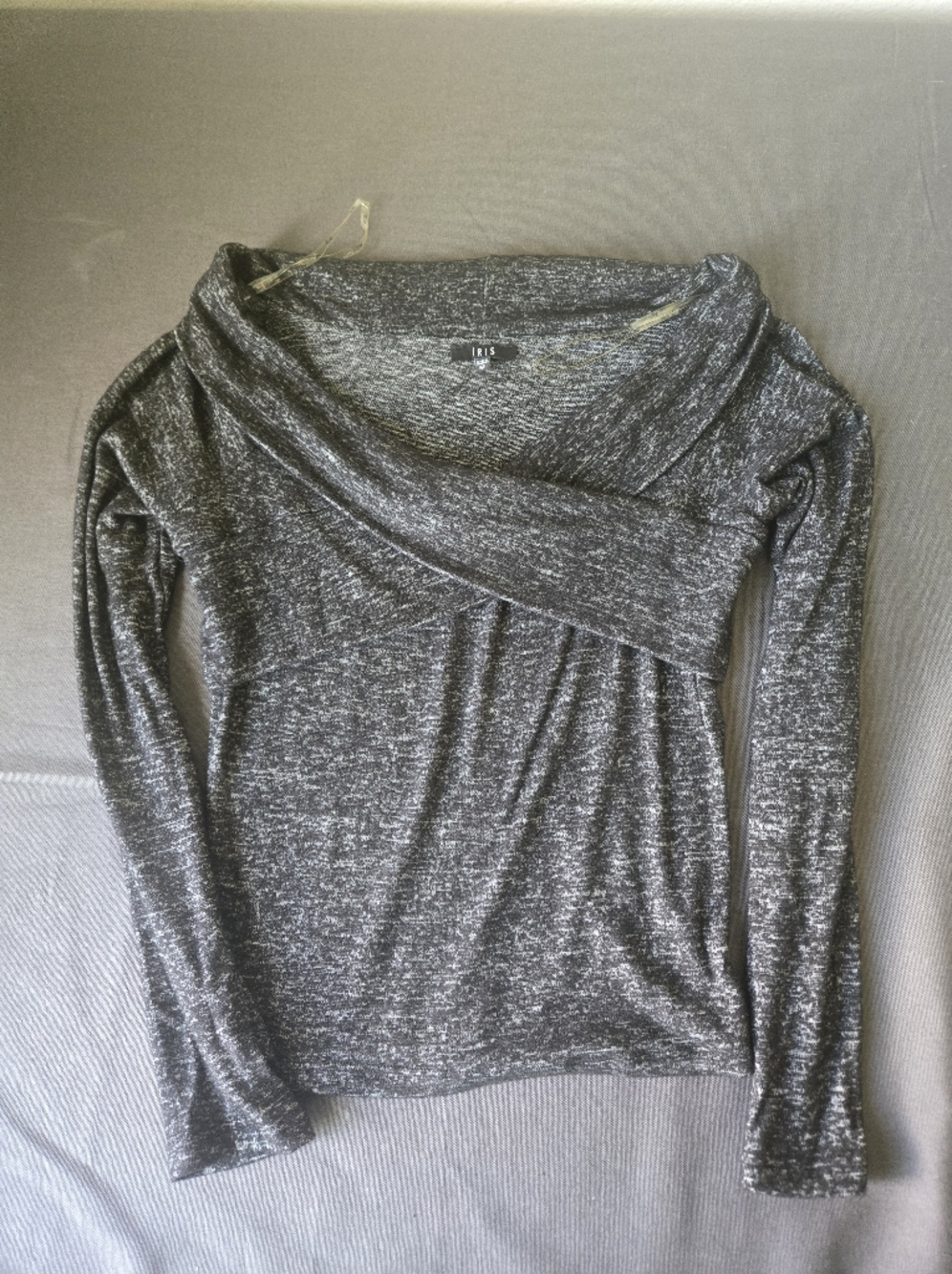 iris Charcoal Heather Crossover Long Sleeve Top